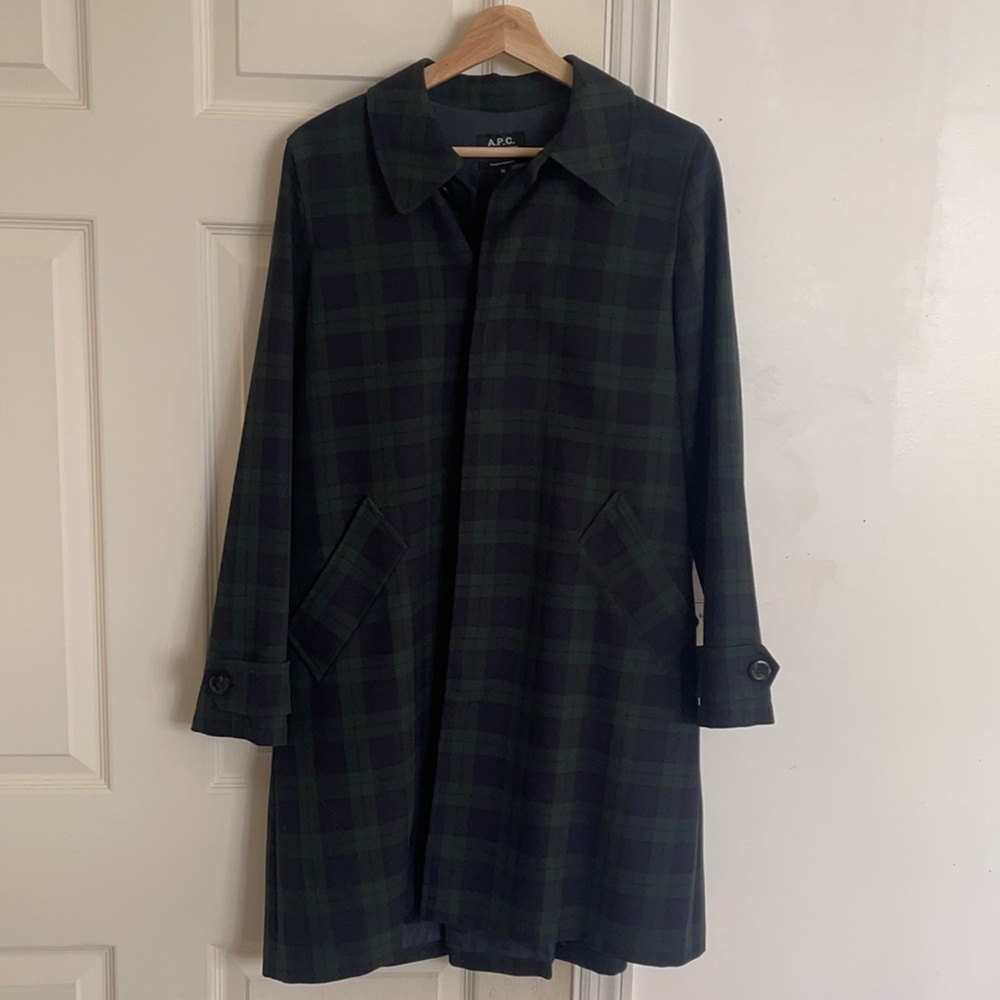 APC blue and green plaid jacket